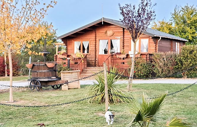 Mehrbettzimmer-chalet Le Saint-Léonard zur Miete auf dem Campingplatz L'Escale Occitane in Aude