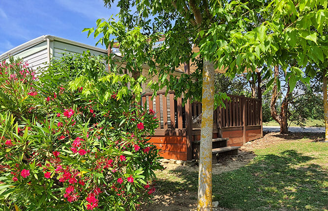 Verhuur stacaravan Mexico in de buurt van Carcassonne op camping Escale Occitane