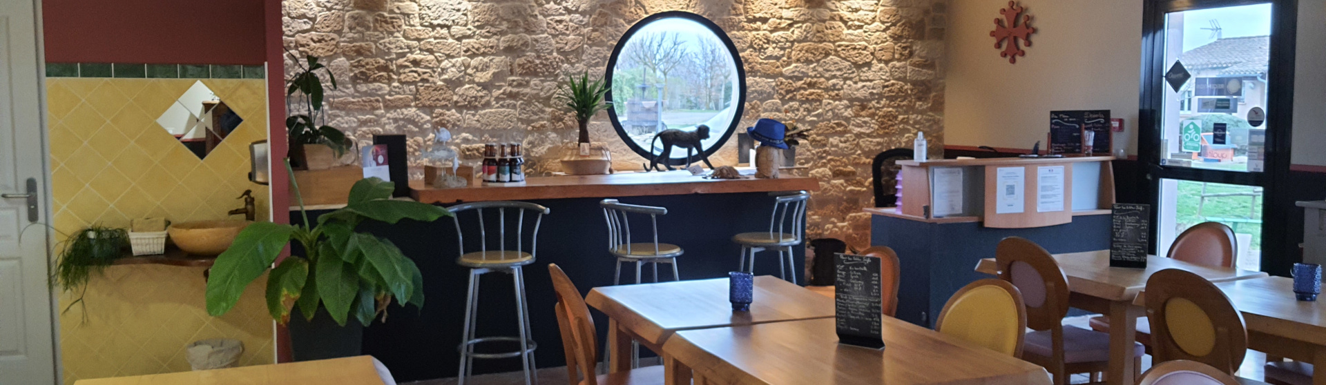 Interior view of restaurant le Galley of the campsite near Carcassonne L'Escale Occitane